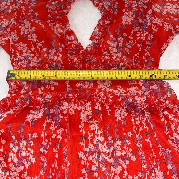 Saints Secrets Women’s Open Back Ruffled Ditzy Print Mini Dress Size Small - Picture 10 of 16